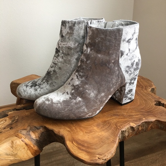 silver velvet boots